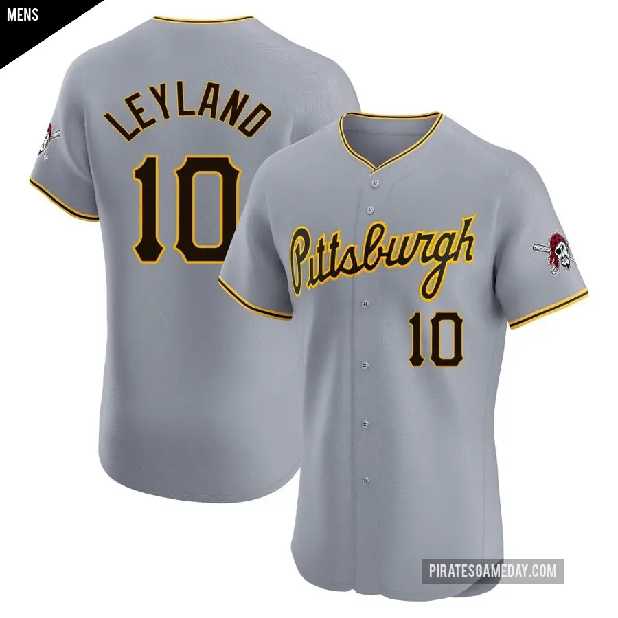 Men's Pittsburgh Pirates ＃10 Jim Leyland Elite Gray Road Jersey