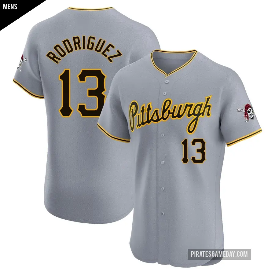 Men's Pittsburgh Pirates ＃13 Endy Rodriguez Elite Gray Road Jersey