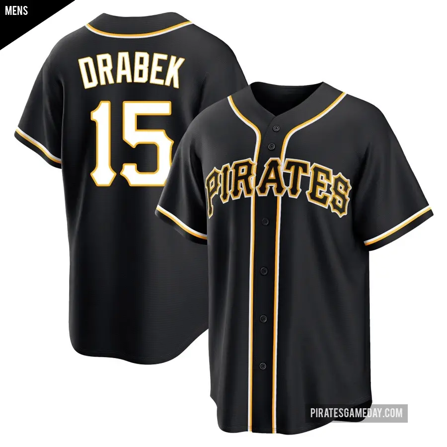 Men's Pittsburgh Pirates ＃15 Doug Drabek Replica Black Fashion Out Jersey