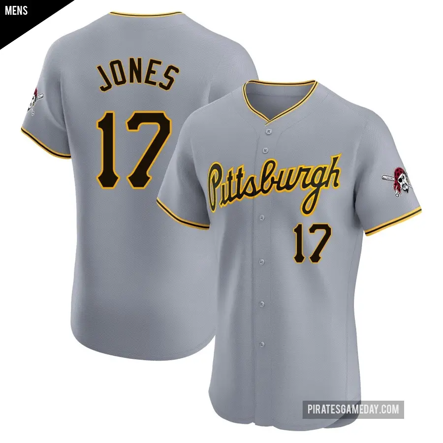 Men's Pittsburgh Pirates ＃17 Jared Jones Elite Gray Road Jersey