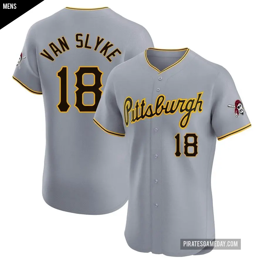 Men's Pittsburgh Pirates ＃18 Andy Van Slyke Elite Gray Road Jersey