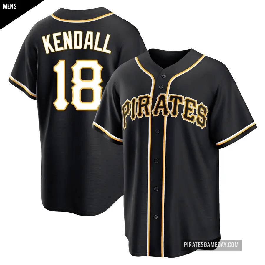 Men's Pittsburgh Pirates ＃18 Jason Kendall Replica Black Fashion Out Jersey