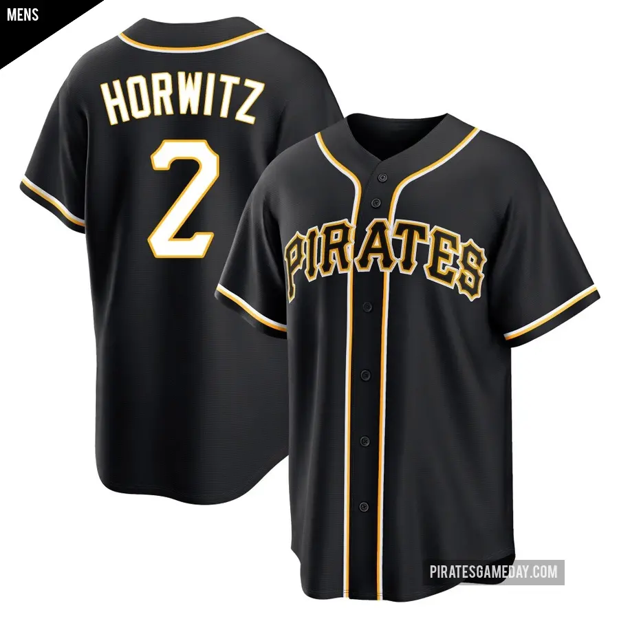 Men's Pittsburgh Pirates ＃2 Spencer Horwitz Replica Black Fashion Out Jersey