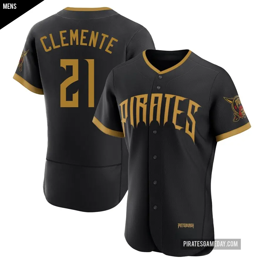 Men's Pittsburgh Pirates ＃21 Roberto Clemente Authentic Black 2026 City Connect Stadium Jersey