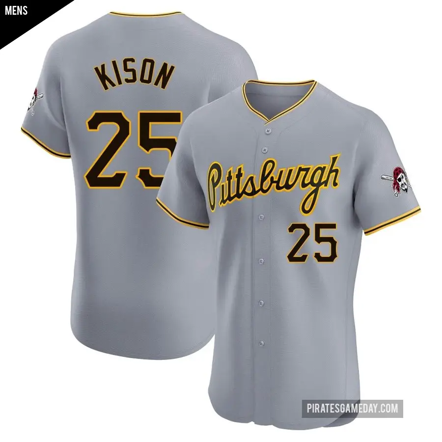 Men's Pittsburgh Pirates ＃25 Bruce Kison Elite Gray Road Jersey