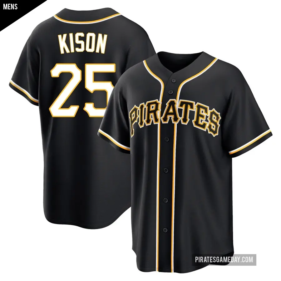Men's Pittsburgh Pirates ＃25 Bruce Kison Replica Black Fashion Out Jersey