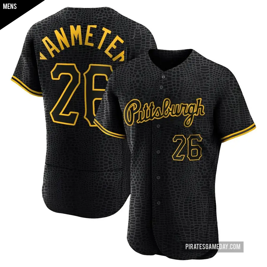 Men's Pittsburgh Pirates ＃26 Josh VanMeter Authentic Black Snake Skin City Jersey
