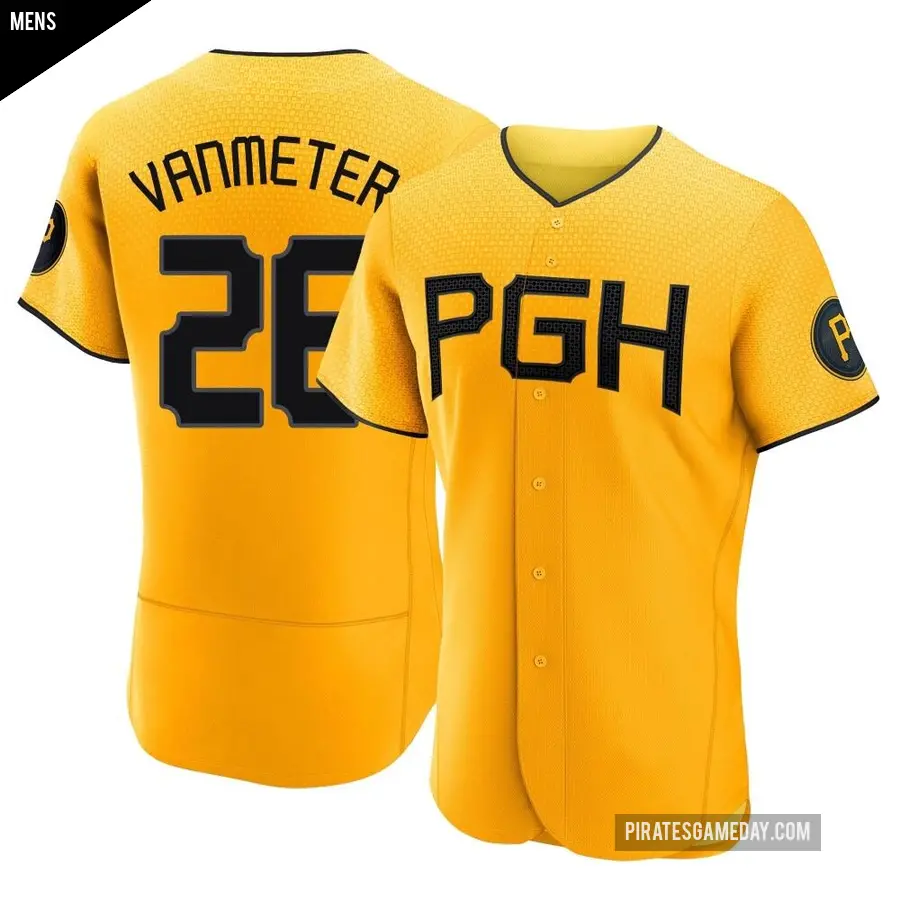 Men's Pittsburgh Pirates ＃26 Josh VanMeter Authentic Gold 2023 City Connect Jersey