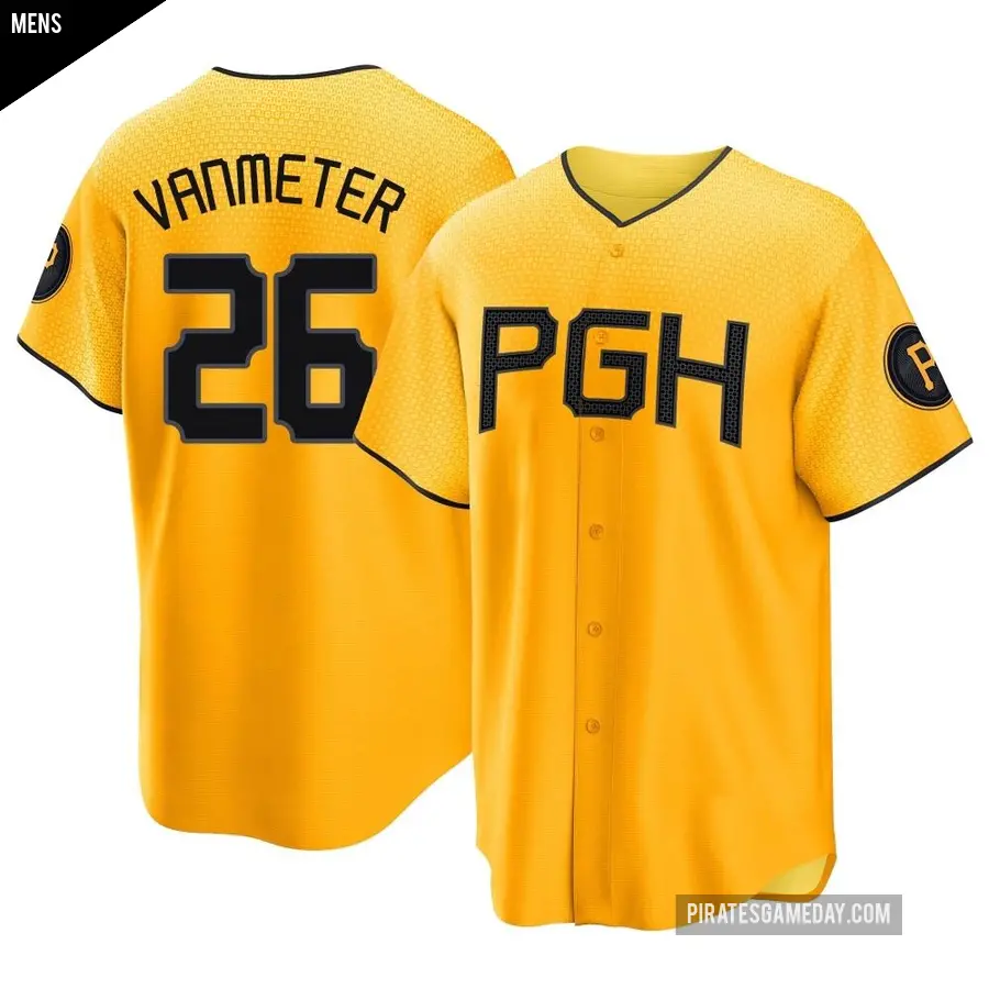 Men's Pittsburgh Pirates ＃26 Josh VanMeter Replica Gold 2023 City Connect Jersey