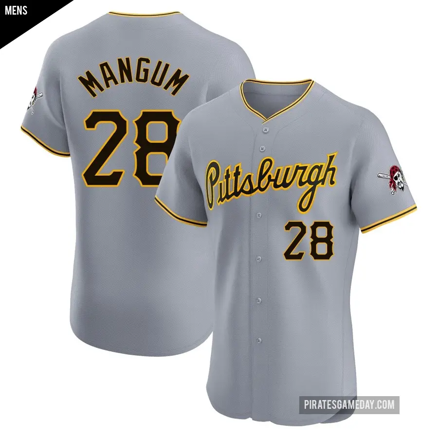 Men's Pittsburgh Pirates ＃28 Jake Mangum Elite Gray Road Jersey