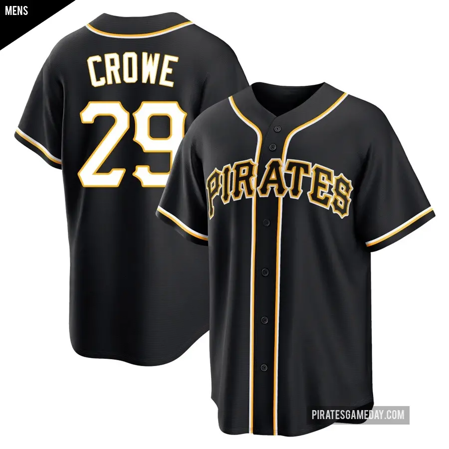 Men's Pittsburgh Pirates ＃29 Wil Crowe Replica Black Fashion Out Jersey