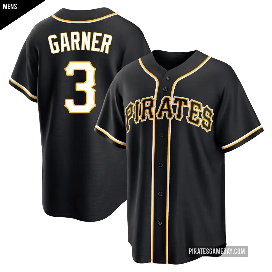 Men's Pittsburgh Pirates ＃3 Phil Garner Replica Black Fashion Out Jersey