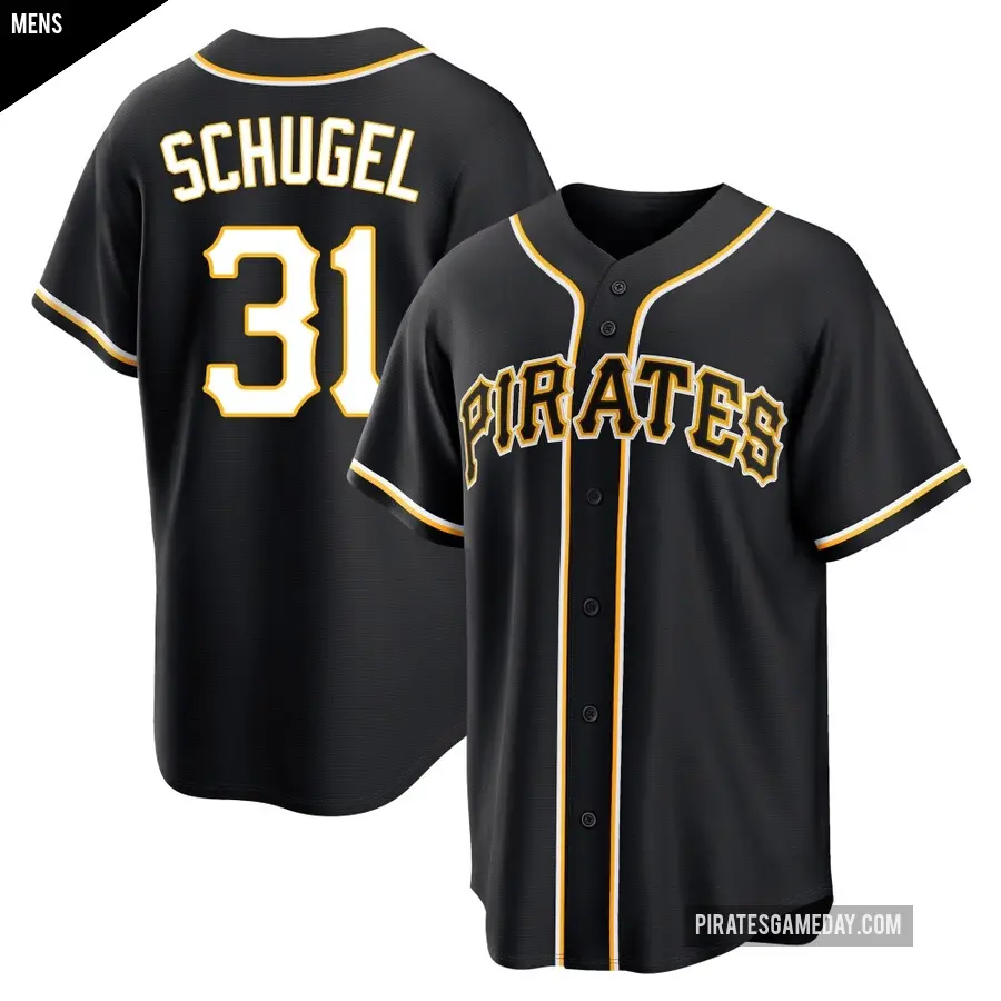 Men's Pittsburgh Pirates ＃31 A.J. Schugel Replica Black Fashion Out Jersey
