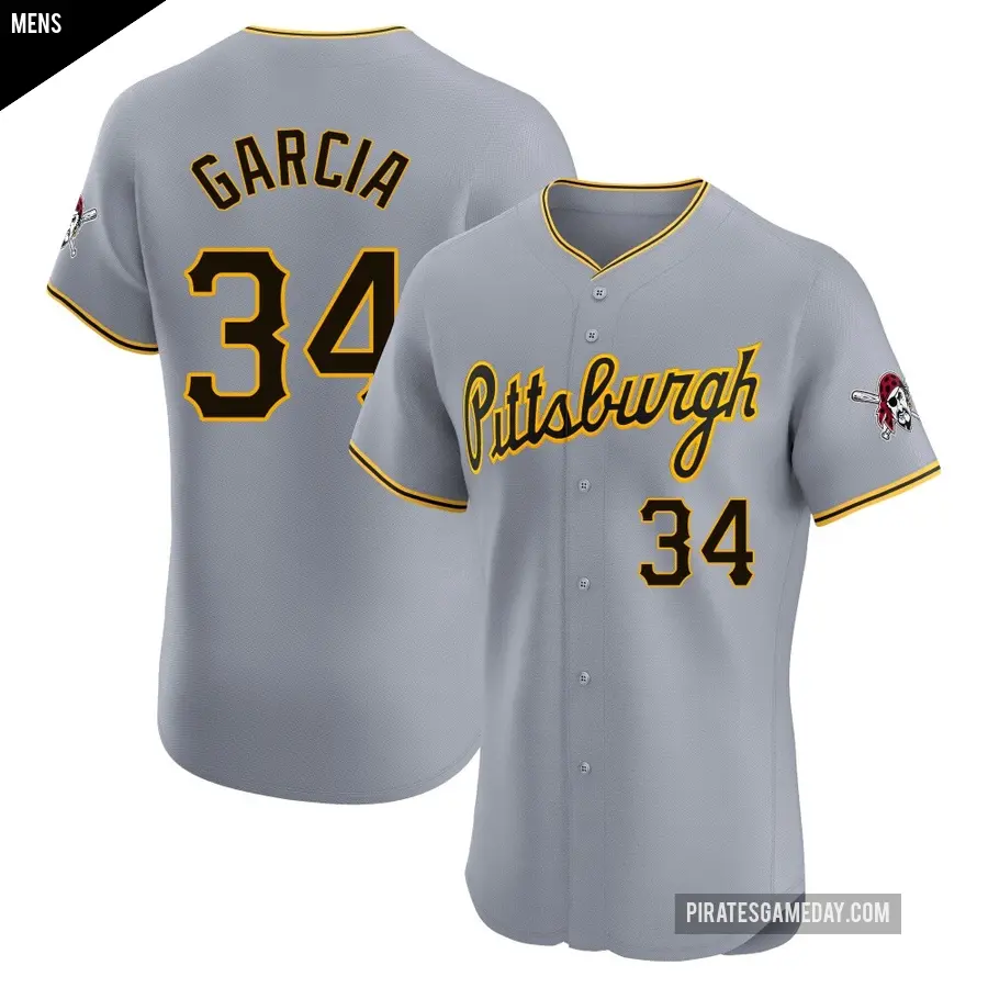 Men's Pittsburgh Pirates ＃34 Jhostynxon Garcia Elite Gray Road Jersey