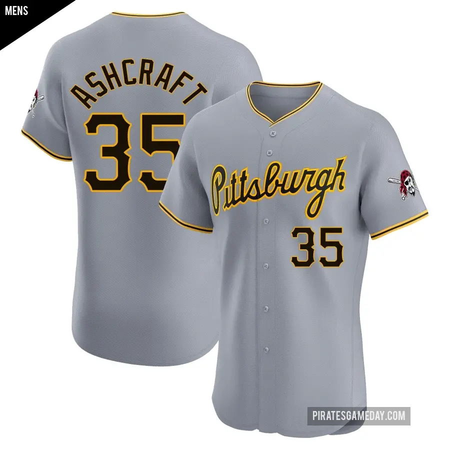Men's Pittsburgh Pirates ＃35 Braxton Ashcraft Elite Gray Road Jersey