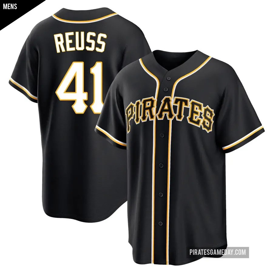 Men's Pittsburgh Pirates ＃41 Jerry Reuss Replica Black Fashion Out Jersey