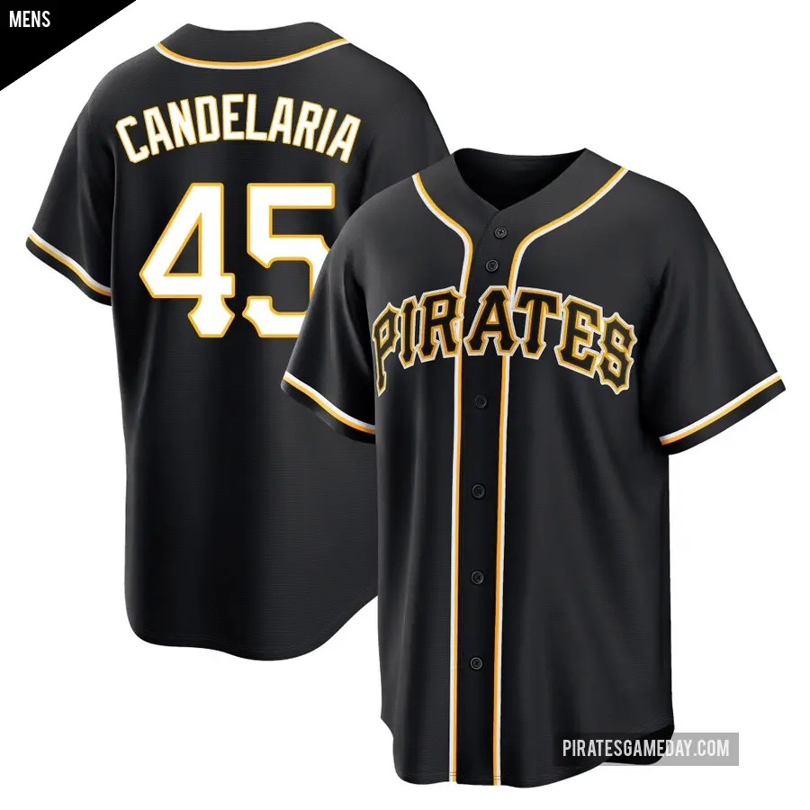 Men's Pittsburgh Pirates ＃45 John Candelaria Replica Black Fashion Out Jersey