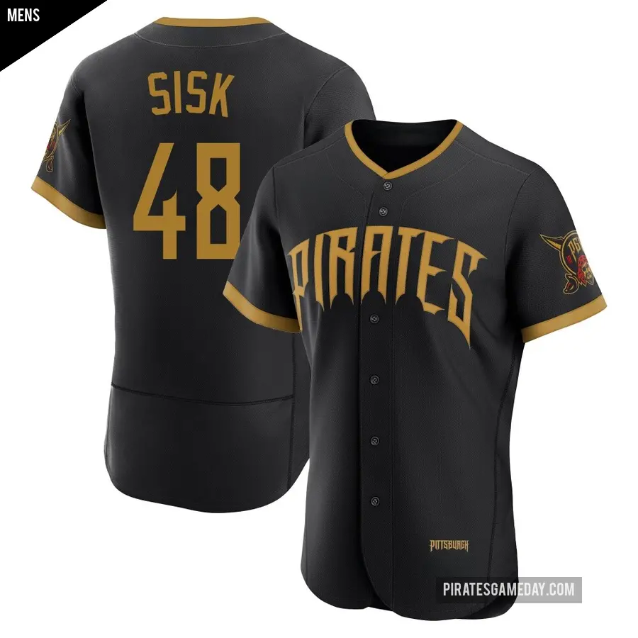 Men's Pittsburgh Pirates ＃48 Evan Sisk Authentic Black 2026 City Connect Stadium Jersey