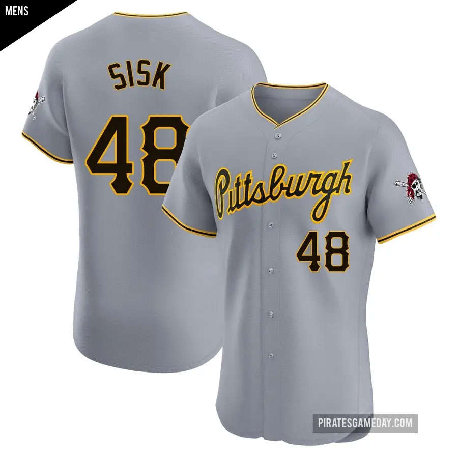 Men's Pittsburgh Pirates ＃48 Evan Sisk Elite Gray Road Jersey