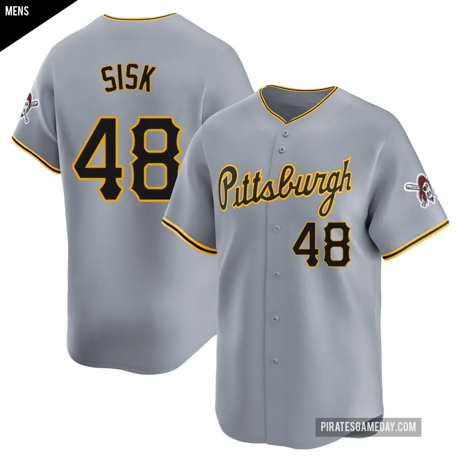 Men's Pittsburgh Pirates ＃48 Evan Sisk Limited Gray Away Jersey