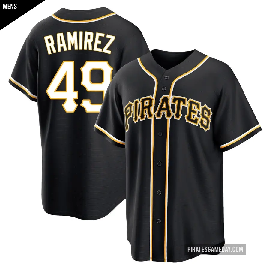 Men's Pittsburgh Pirates ＃49 Yohan Ramirez Replica Black Fashion Out Jersey