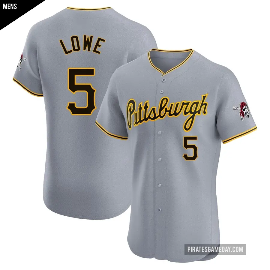 Men's Pittsburgh Pirates ＃5 Brandon Lowe Elite Gray Road Jersey
