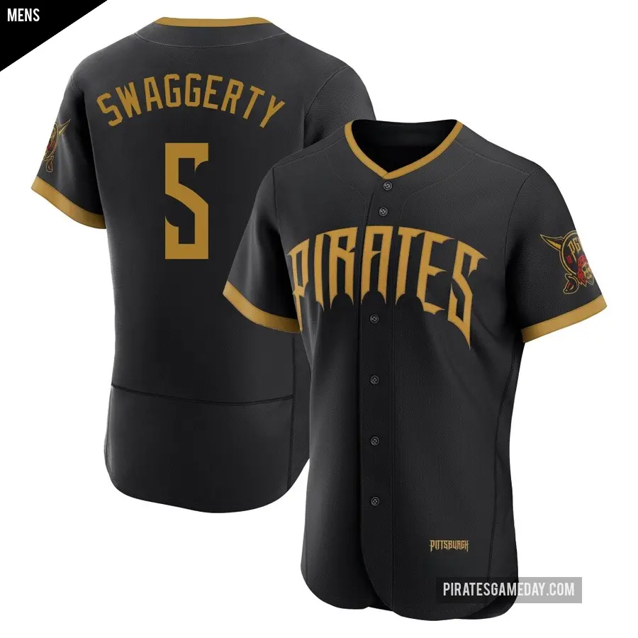 Men's Pittsburgh Pirates ＃5 Travis Swaggerty Authentic Black 2026 City Connect Stadium Jersey