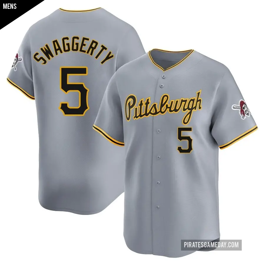 Men's Pittsburgh Pirates ＃5 Travis Swaggerty Limited Gray Away Jersey