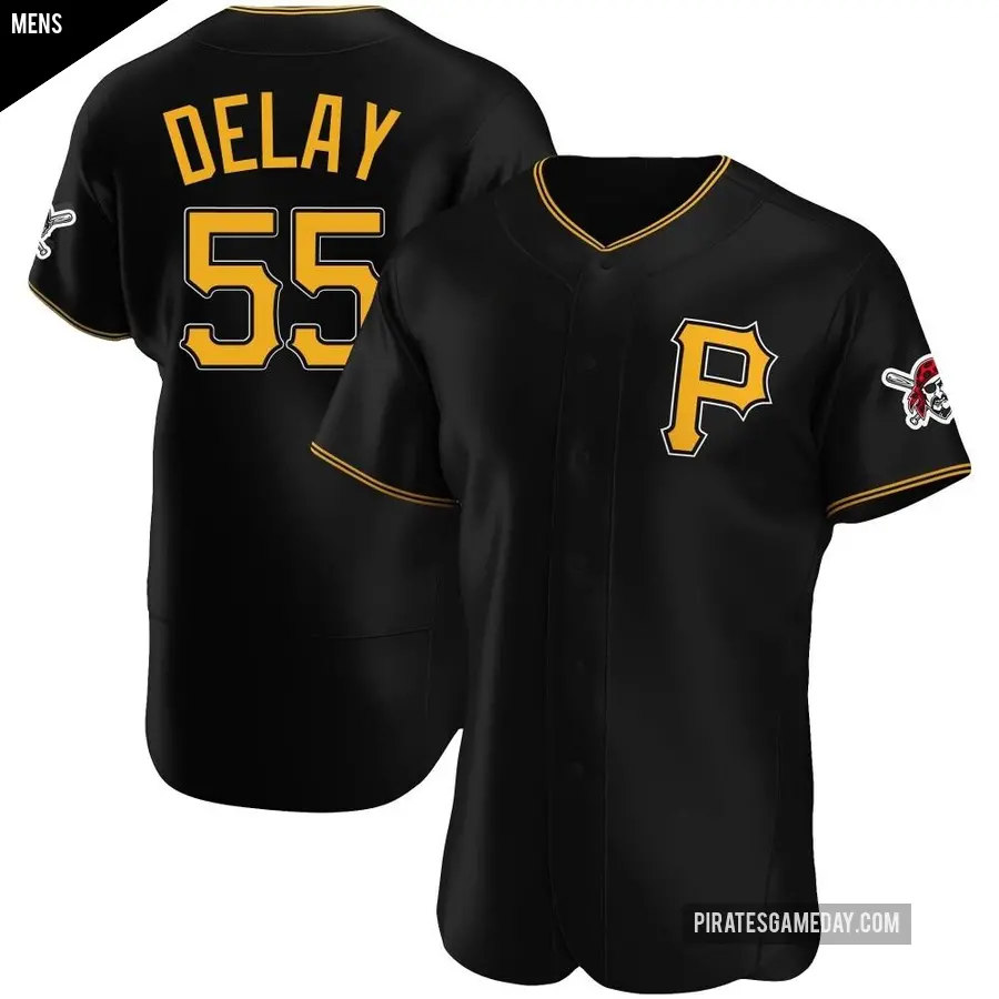 Men's Pittsburgh Pirates ＃55 Jason Delay Authentic Black Alternate Jersey