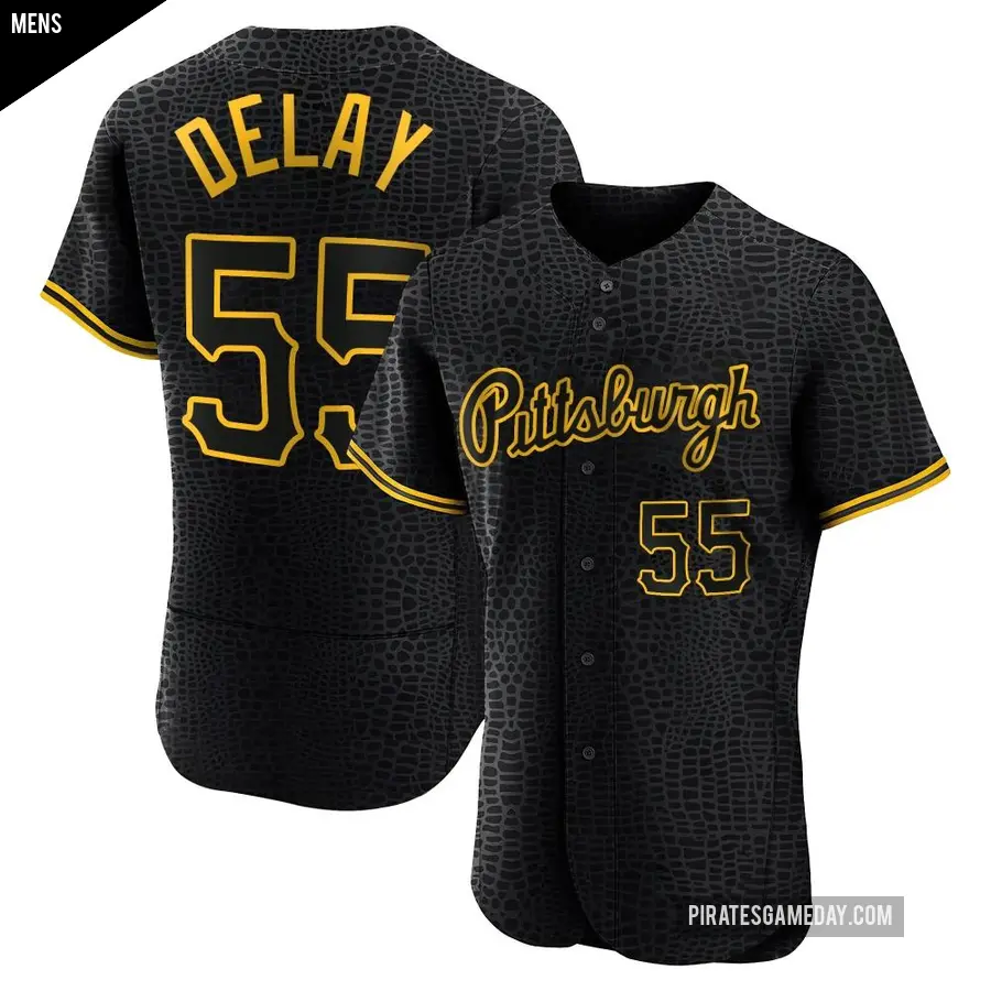 Men's Pittsburgh Pirates ＃55 Jason Delay Authentic Black Snake Skin City Jersey