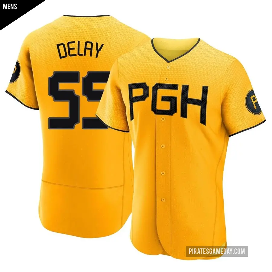 Men's Pittsburgh Pirates ＃55 Jason Delay Authentic Gold 2023 City Connect Jersey