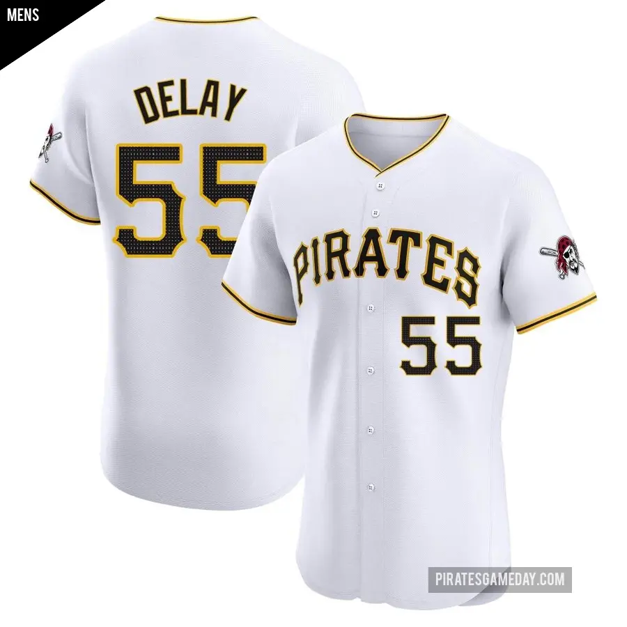 Men's Pittsburgh Pirates ＃55 Jason Delay Elite White Home Jersey
