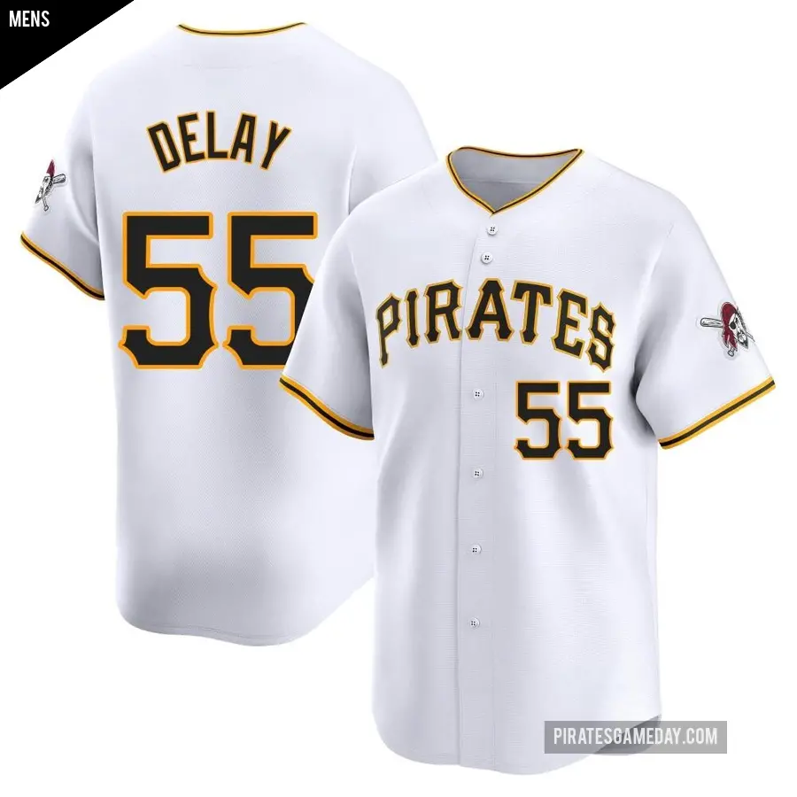 Men's Pittsburgh Pirates ＃55 Jason Delay Limited White Home Jersey