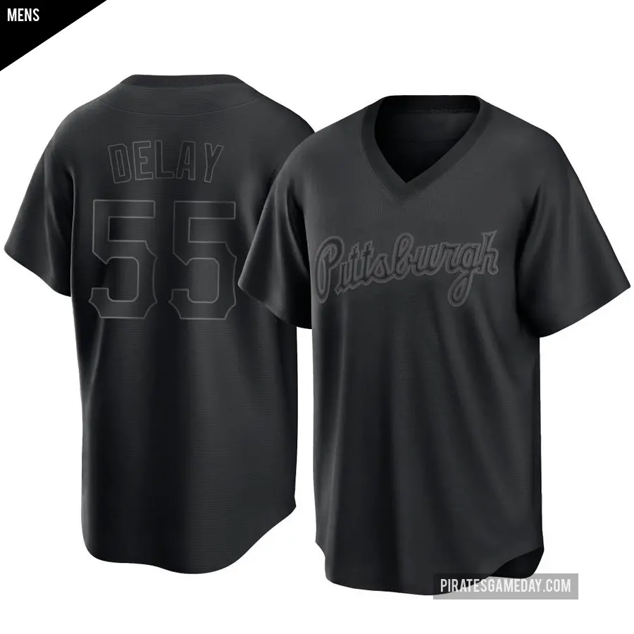 Men's Pittsburgh Pirates ＃55 Jason Delay Replica Black Pitch Fashion Jersey