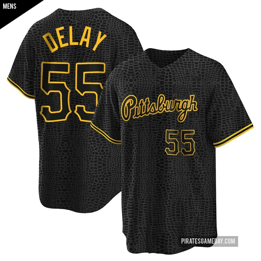 Men's Pittsburgh Pirates ＃55 Jason Delay Replica Black Snake Skin City Jersey