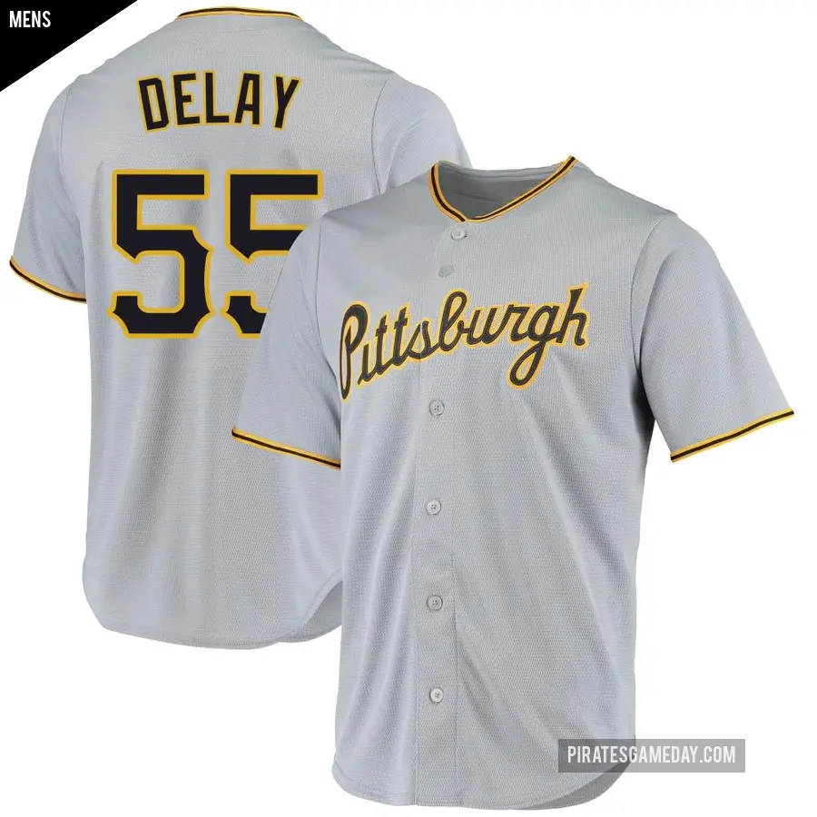 Men's Pittsburgh Pirates ＃55 Jason Delay Replica Gray Road Jersey