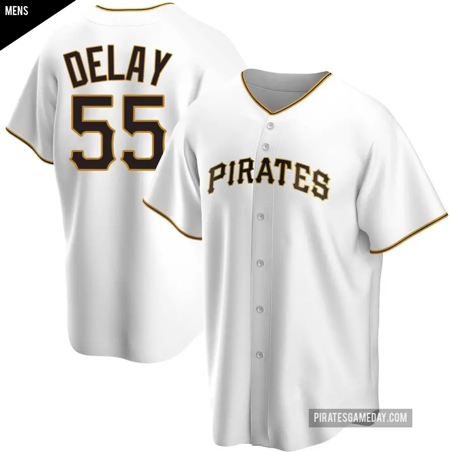 Men's Pittsburgh Pirates ＃55 Jason Delay Replica White Home Jersey
