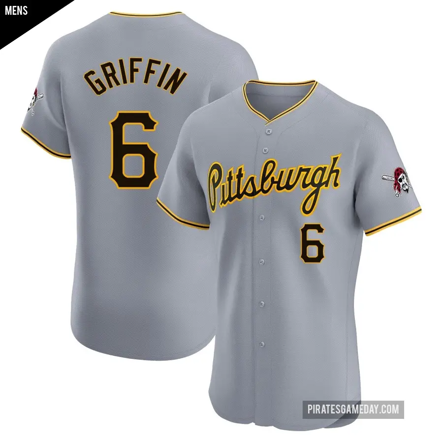 Men's Pittsburgh Pirates ＃6 Konnor Griffin Elite Gray Road Jersey