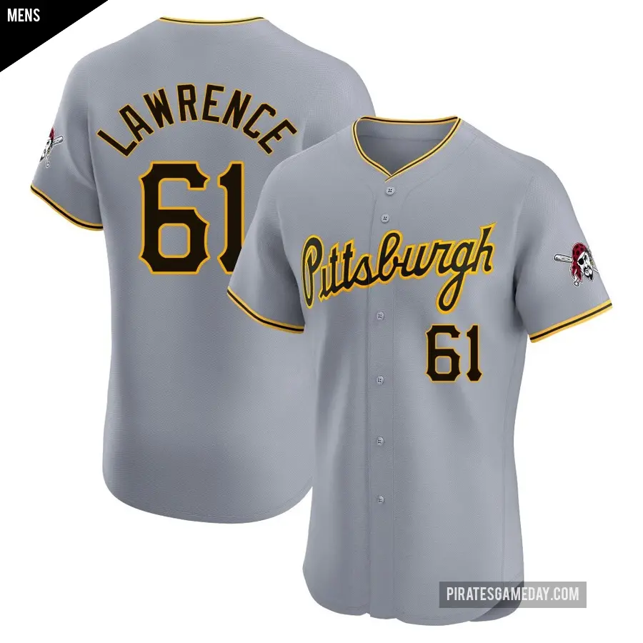 Men's Pittsburgh Pirates ＃61 Justin Lawrence Elite Gray Road Jersey
