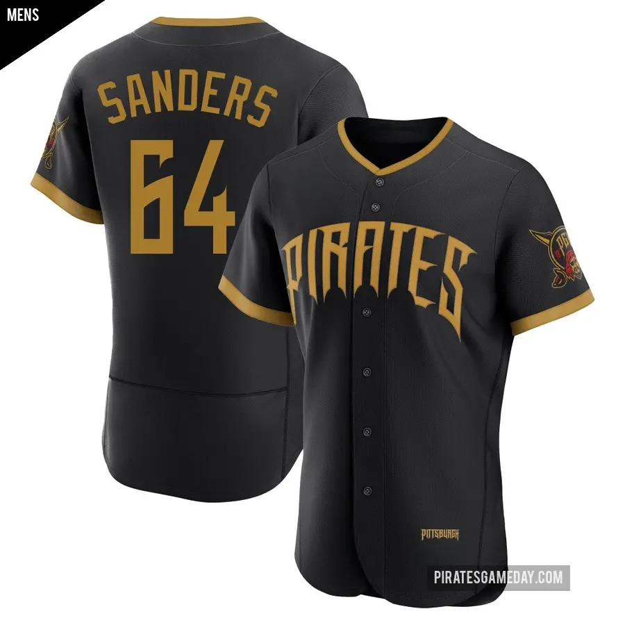 Men's Pittsburgh Pirates ＃64 Cam Sanders Authentic Black 2026 City Connect Stadium Jersey