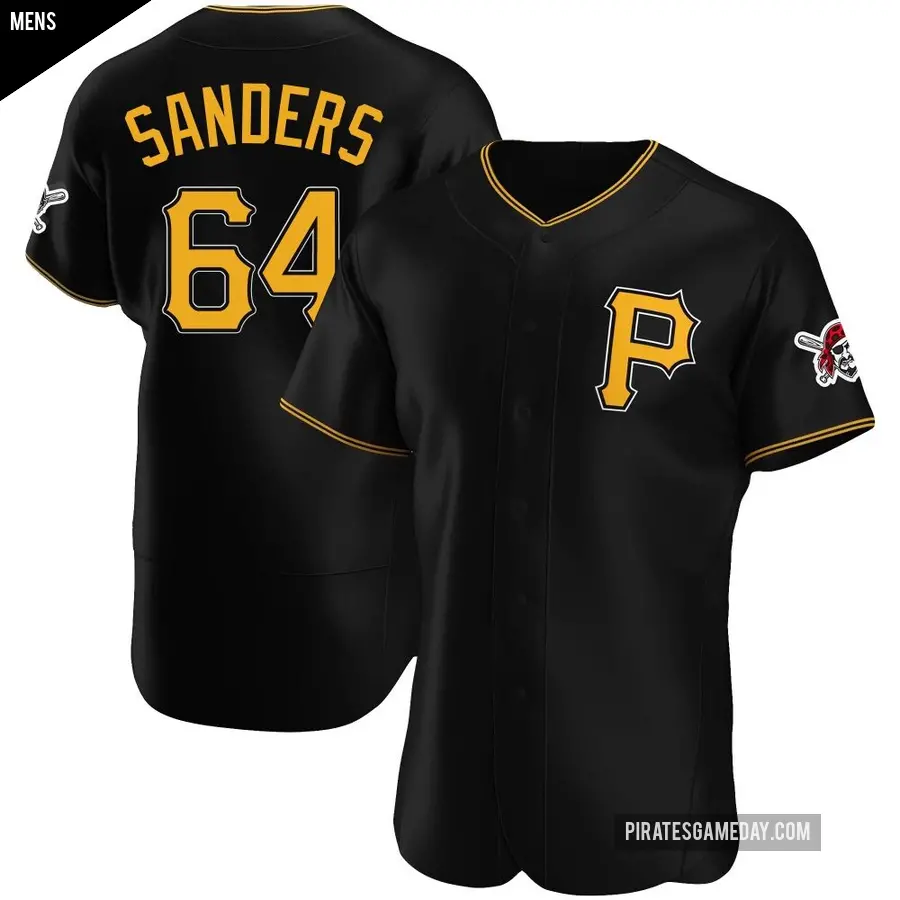 Men's Pittsburgh Pirates ＃64 Cam Sanders Authentic Black Alternate Jersey
