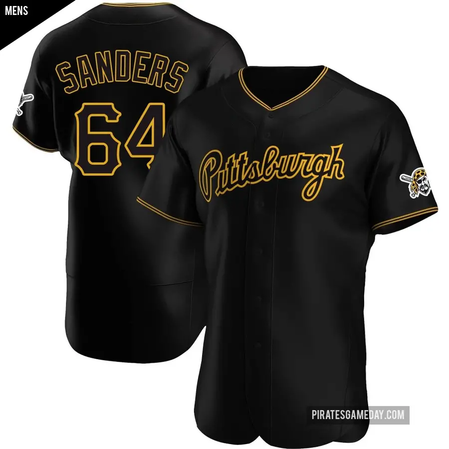 Men's Pittsburgh Pirates ＃64 Cam Sanders Authentic Black Alternate Team Jersey