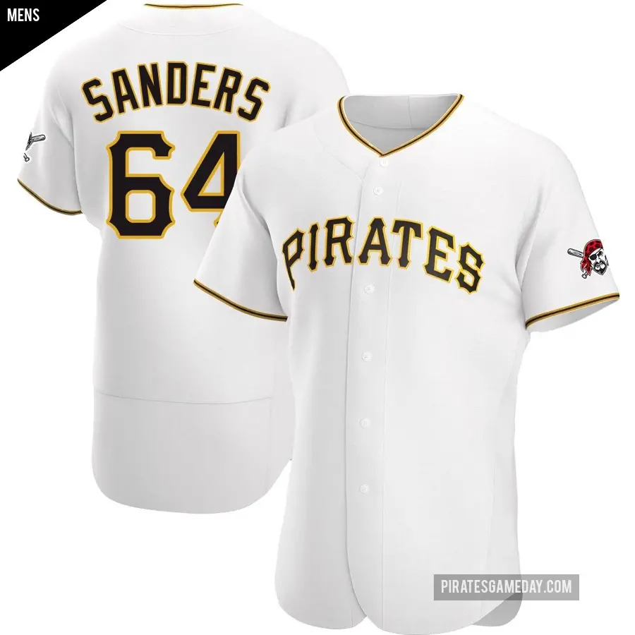 Men's Pittsburgh Pirates ＃64 Cam Sanders Authentic White Home Jersey