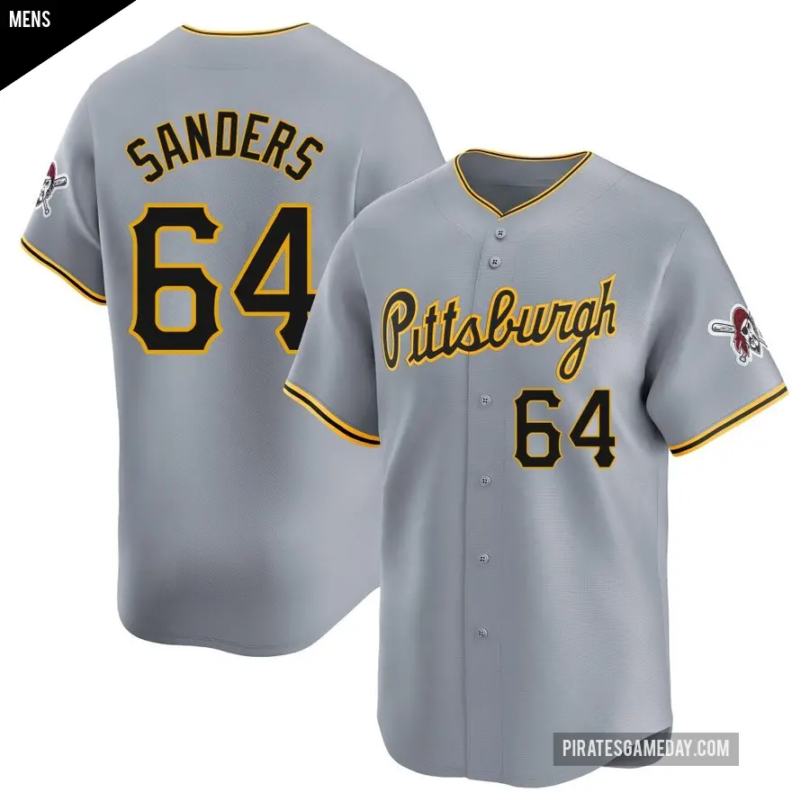 Men's Pittsburgh Pirates ＃64 Cam Sanders Limited Gray Away Jersey