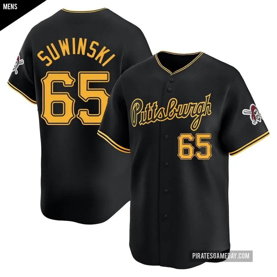 Men's Pittsburgh Pirates ＃65 Jack Suwinski Limited Black Alternate Jersey