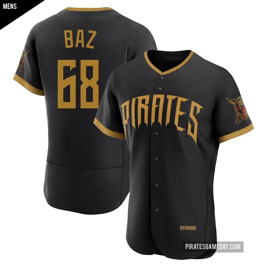 Men's Pittsburgh Pirates ＃68 Shane Baz Authentic Black 2026 City Connect Stadium Jersey