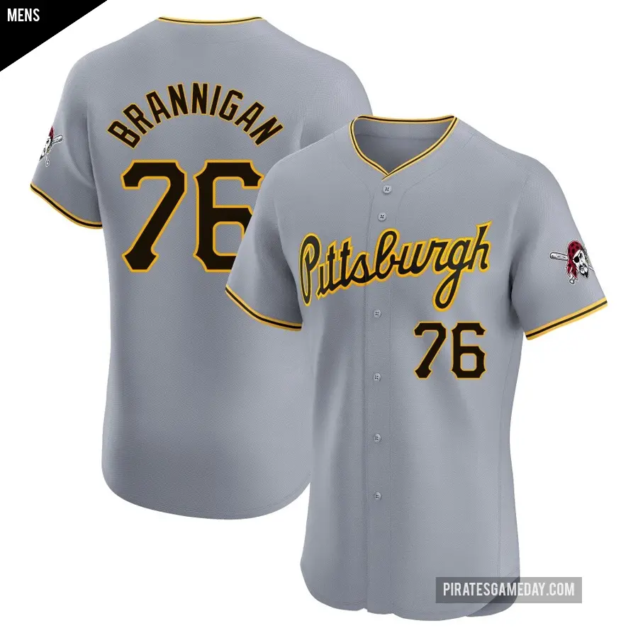Men's Pittsburgh Pirates ＃76 Jack Brannigan Elite Gray Road Jersey