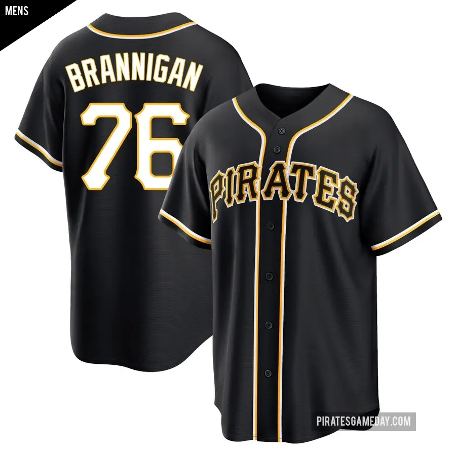 Men's Pittsburgh Pirates ＃76 Jack Brannigan Replica Black Fashion Out Jersey