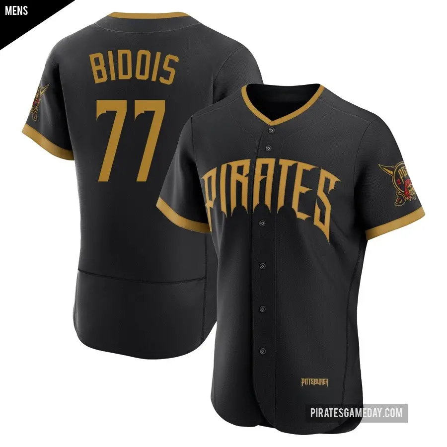 Men's Pittsburgh Pirates ＃77 Brandan Bidois Authentic Black 2026 City Connect Stadium Jersey
