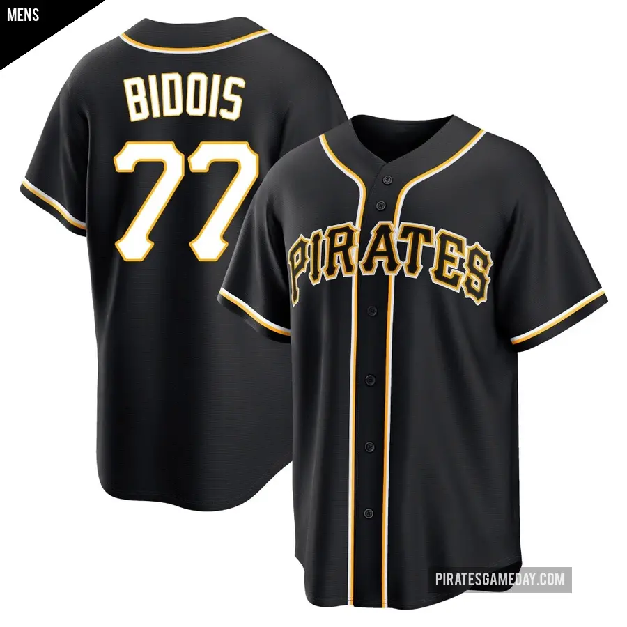 Men's Pittsburgh Pirates ＃77 Brandan Bidois Replica Black Fashion Out Jersey